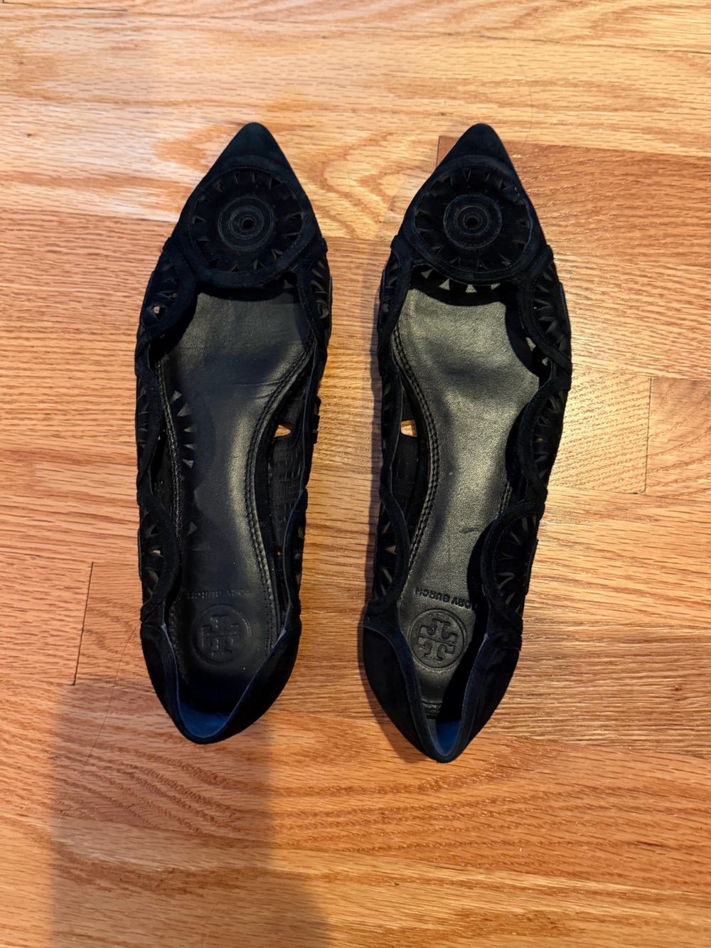 Tory Burch Black Cutout Pointed Toe Flats